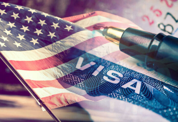 624512744 USA flag visa stamp and pen overlayed image